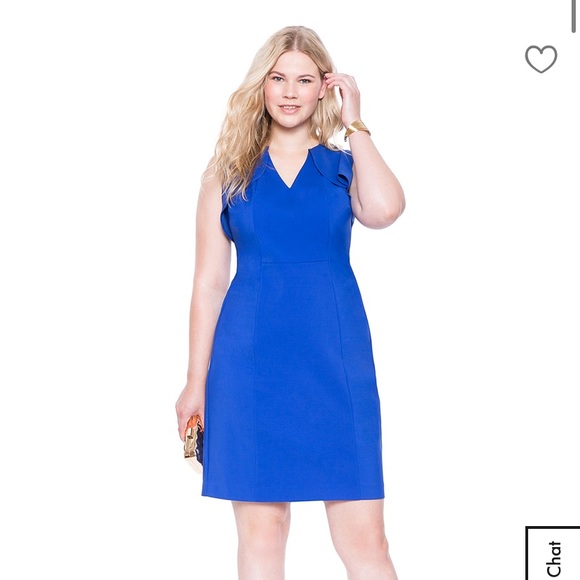 Eloquii Black Folded Shoulder Sheath Dress - Picture 2 of 8